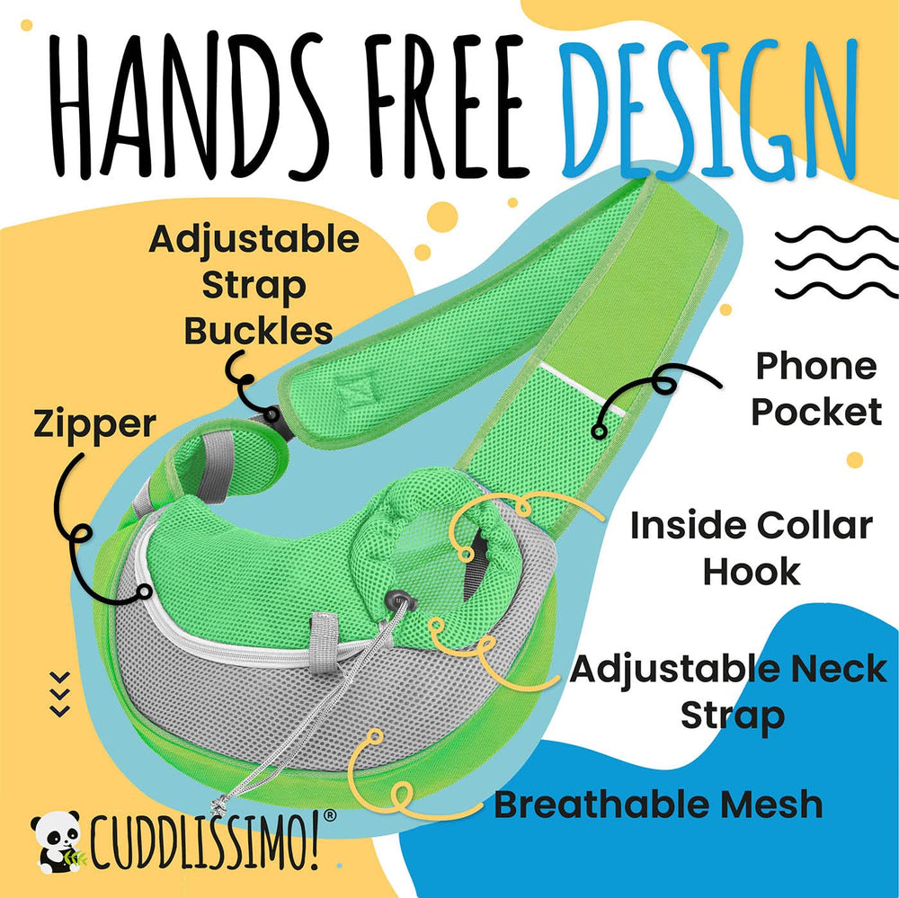 Cuddlissimo! pet sling carrier fabric closeup shows soft padding and comfy texture.