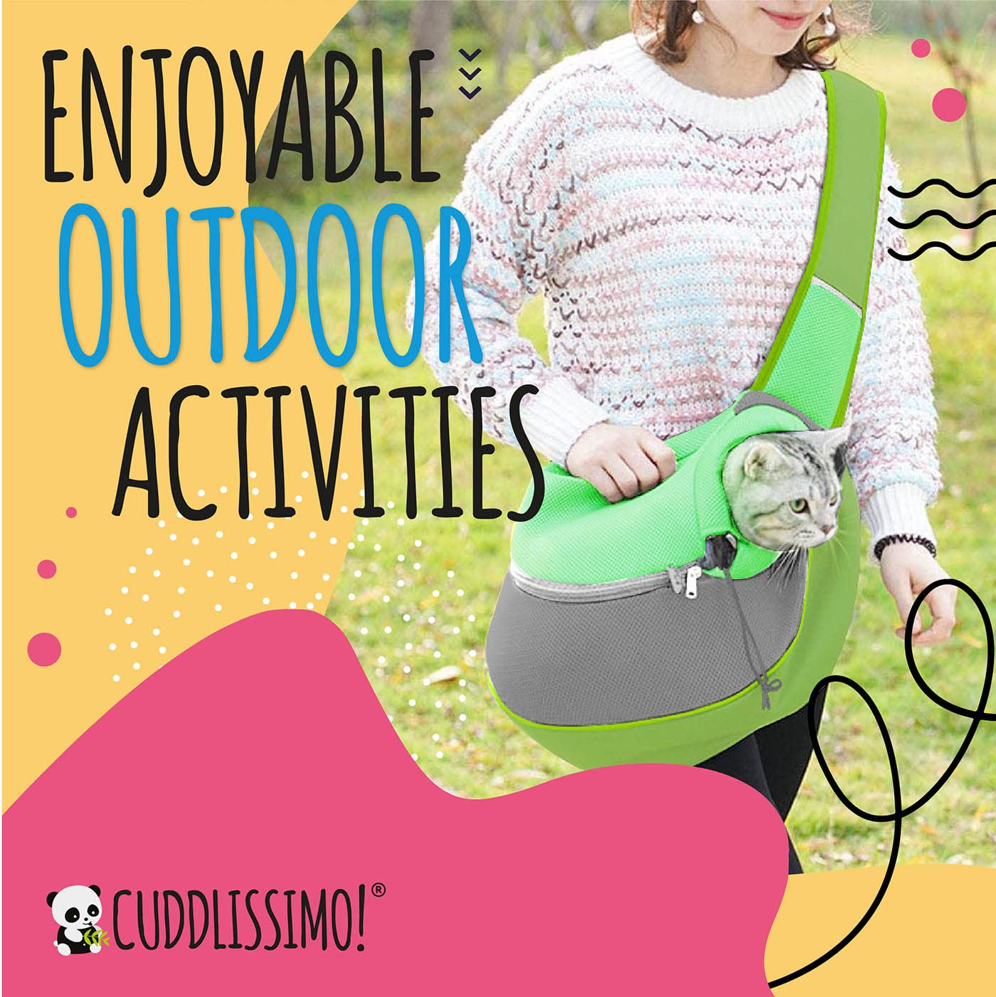Cuddlissimo! pet sling carrier padded-bottom shot notes cozy support for tiny companions.