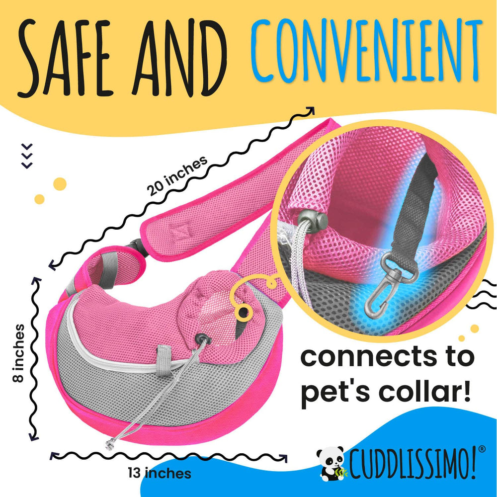 Cuddlissimo! pet sling drawstring opening adds safety during use.