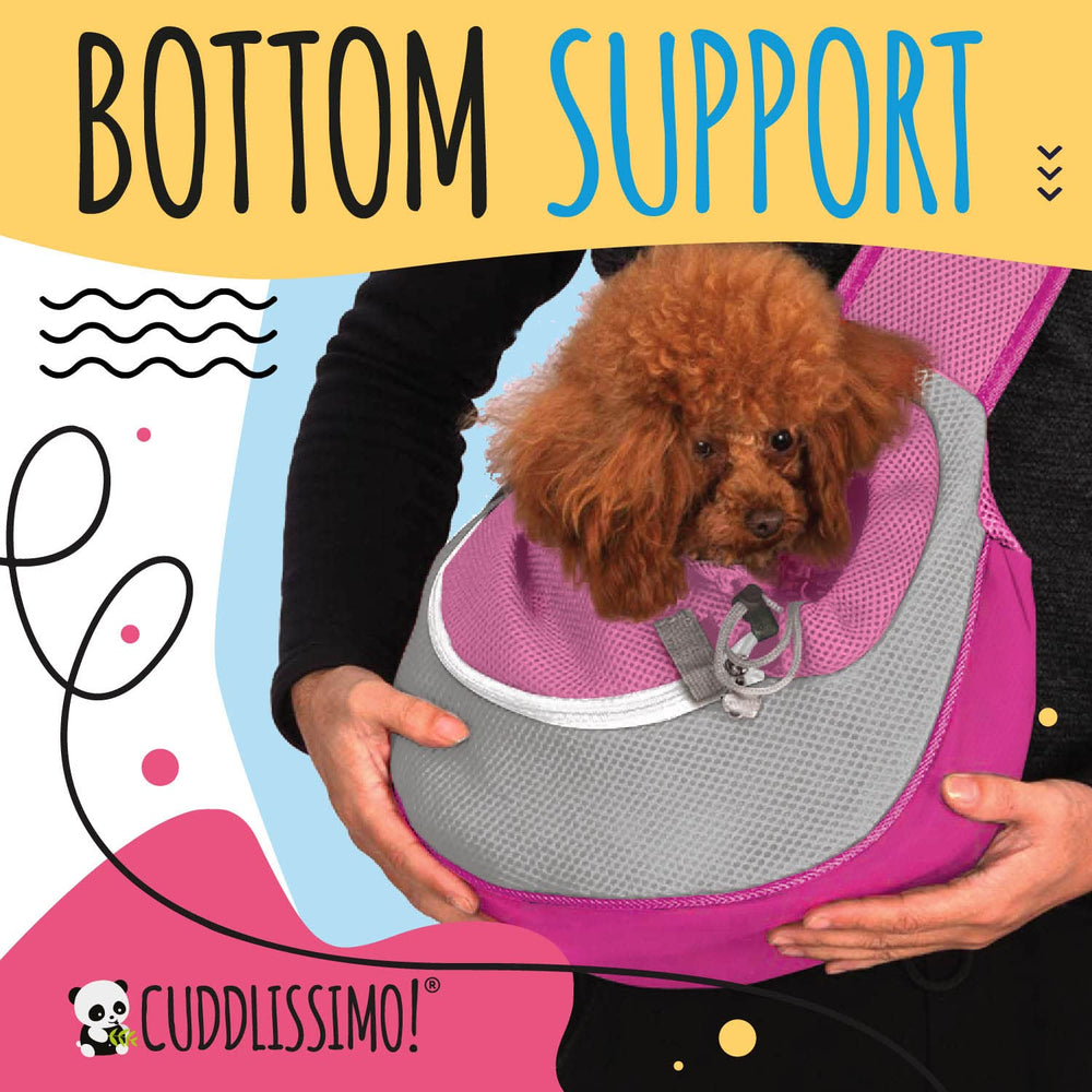 Cuddlissimo! pet sling locking zipper protects contents during transport.