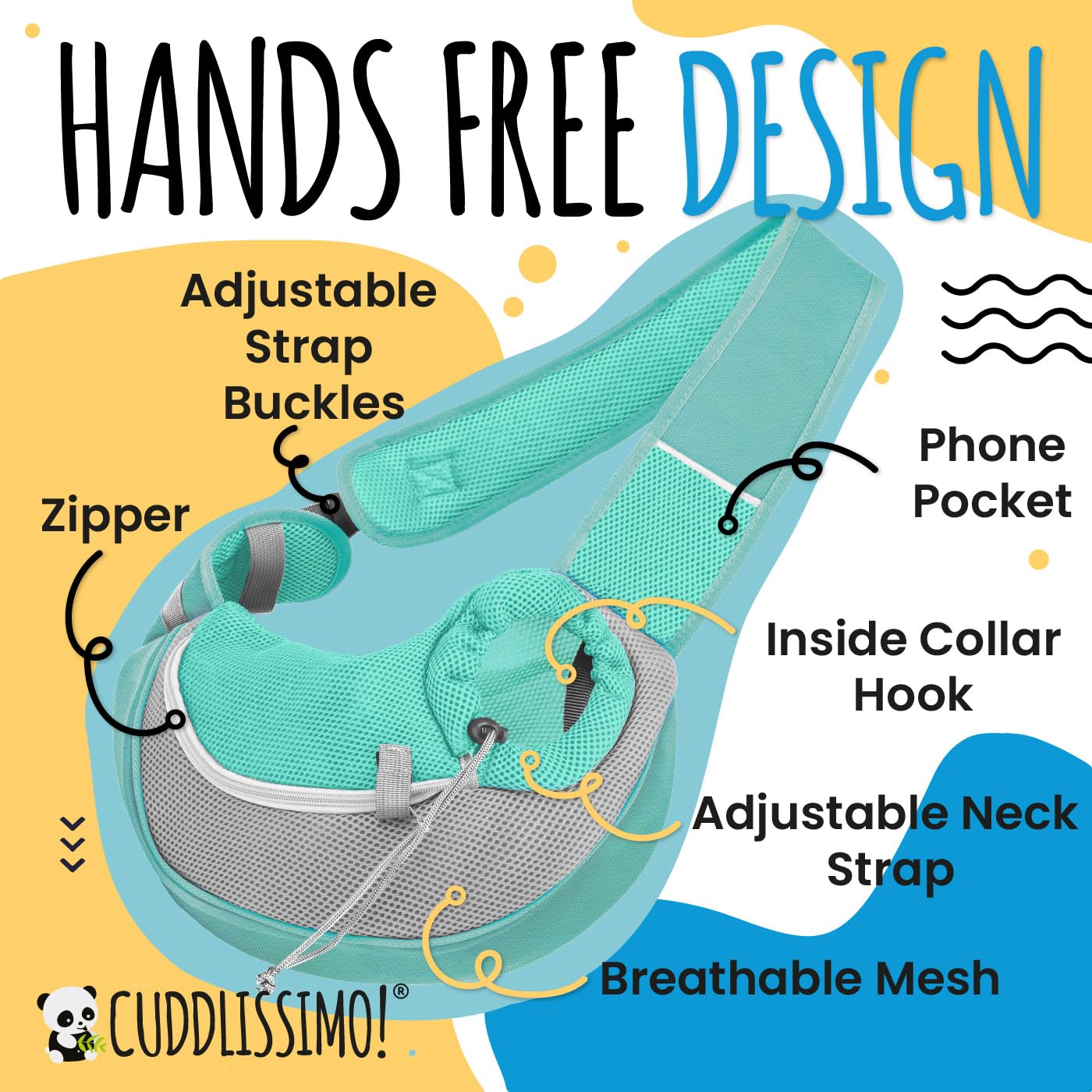 Cuddlissimo! neck-opening adjustable design adapts to different pets for comfort.