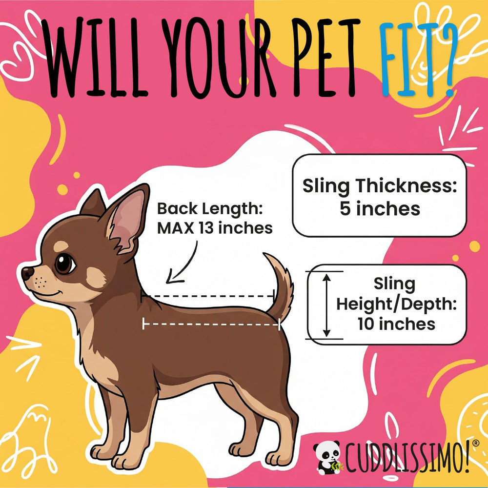 Cuddlissimo! pet sling soft pad-bottom supports pet comfort during short trips.