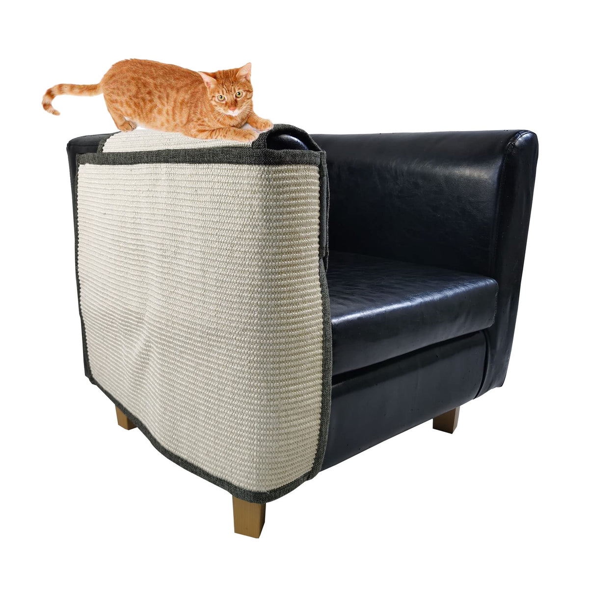 Cudmia couch scratchpad left wrap protects sofa corner with wrapped sisal surface.
