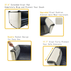 Cudmia sisal armrest close-up highlights durable scratching surface.
