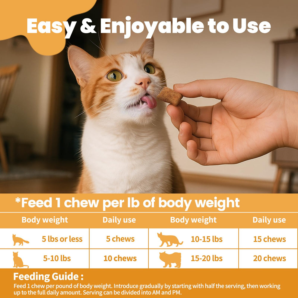 Cudory cat allergy chews omega-3 fish oil detail, promotes healthy coat.