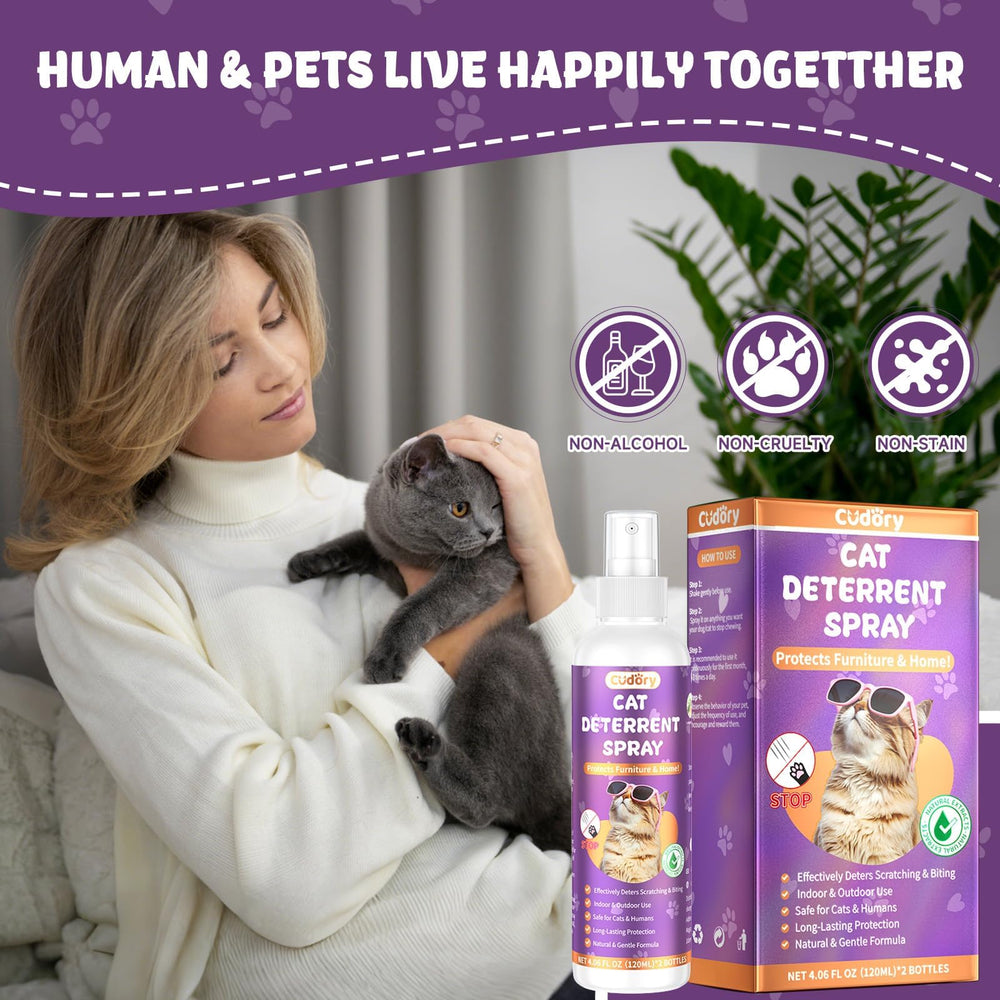 Cudory two-pack cat deterrent spray supports consistent training sessions.