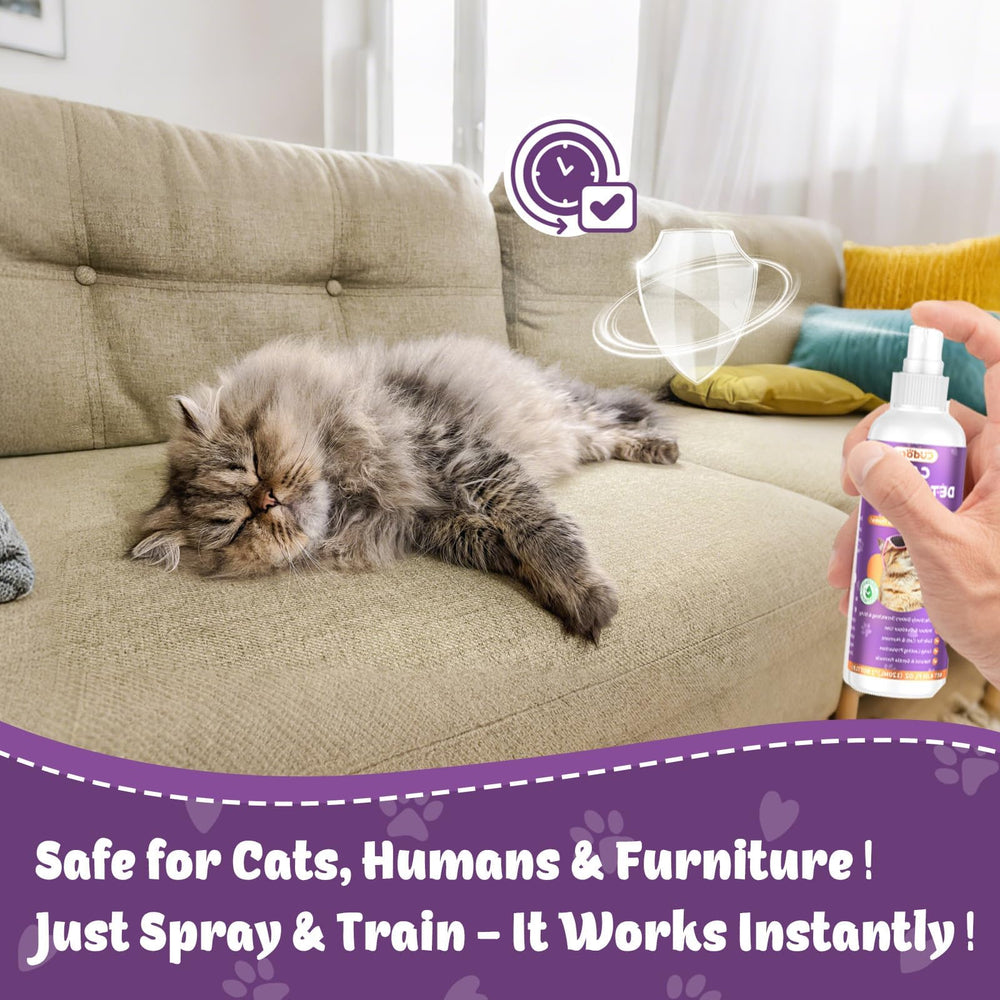 Cudory spray on walls and cords helps train cats away from restricted areas.