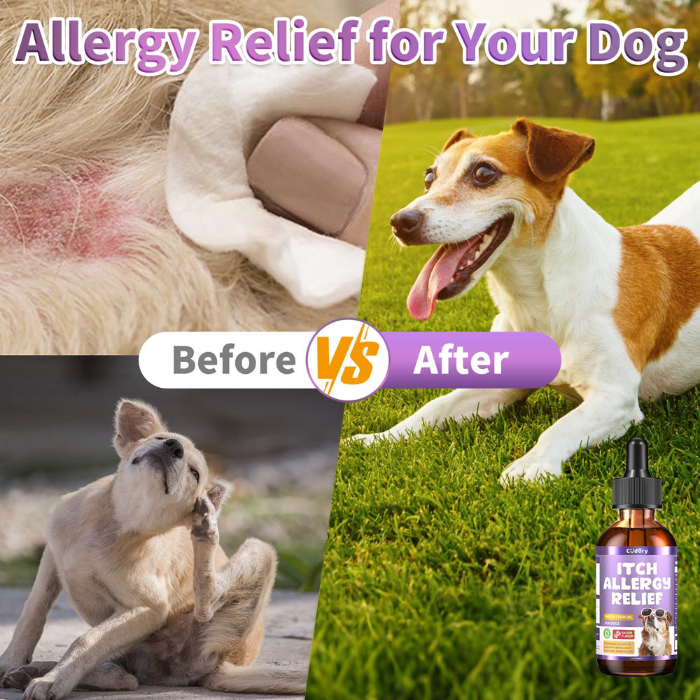 Cudory dog allergy relief drops food topper option supports meals with tasty daily supplementation