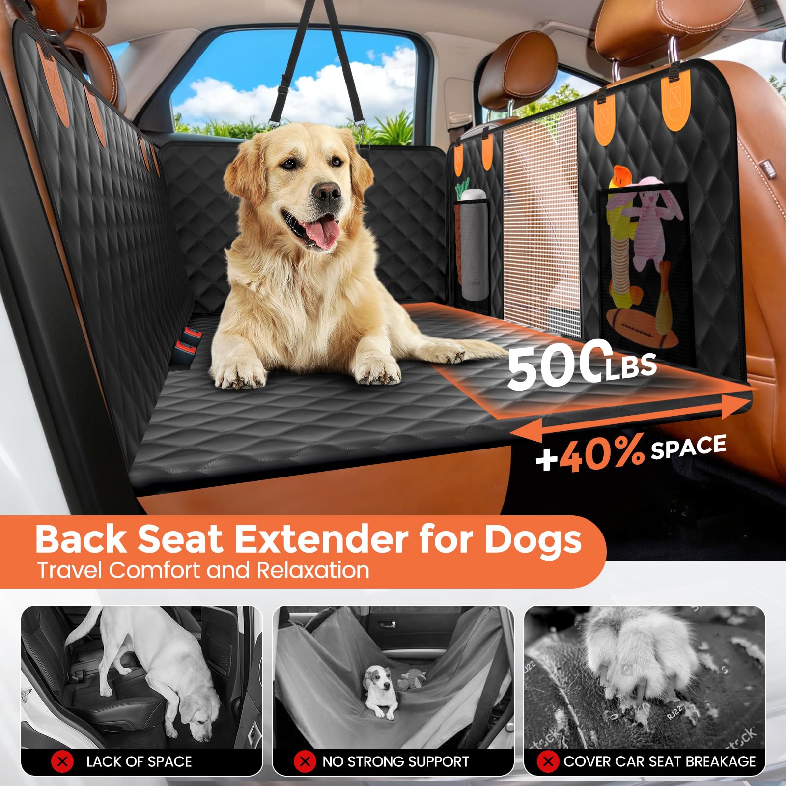 CUIOFREE dog seat cover waterproof layer protects upholstery from spills.