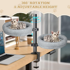 Cuipingoo cat bed adjustable height enables multiple desk viewing angles.