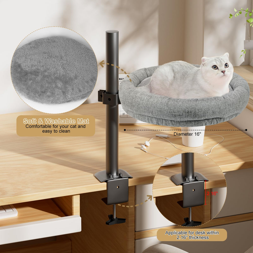 Cuipingoo cat bed desk setup keeps your cat nearby while you work.