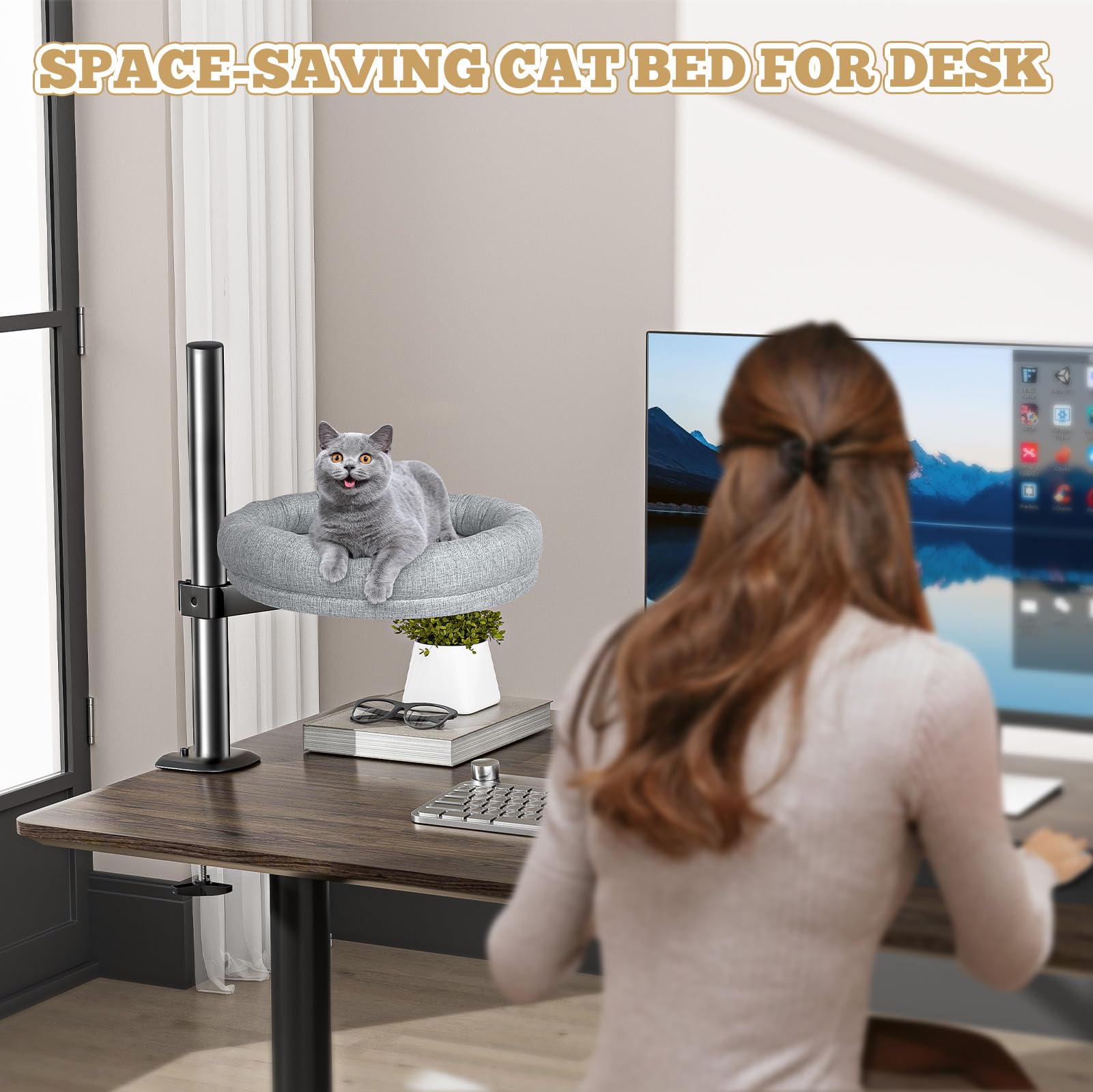 Cuipingoo cat bed elevated secure perch stays steady during play.