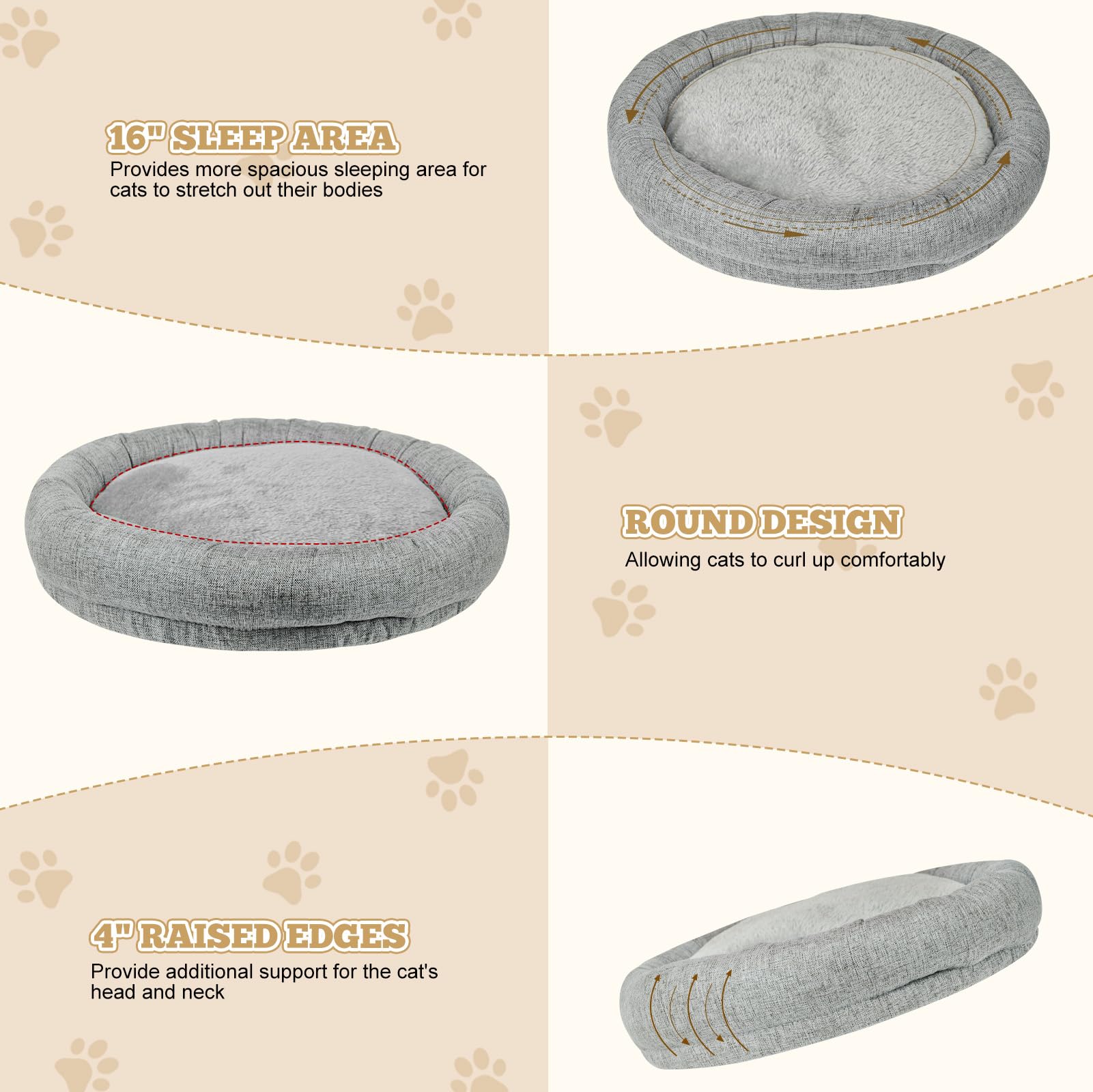 Cuipingoo cat bed grey modern look suits any home office.