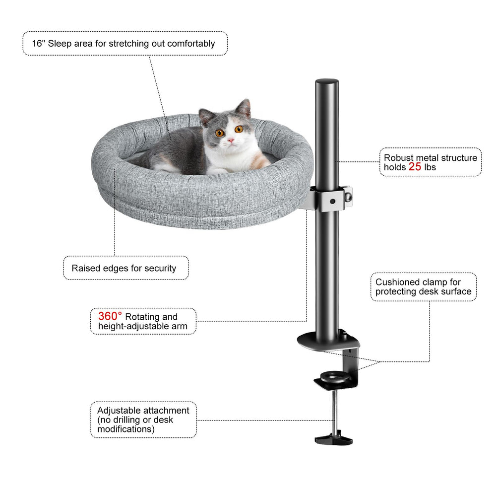 Cuipingoo cat bed protective sponge pad shields your desk surface.