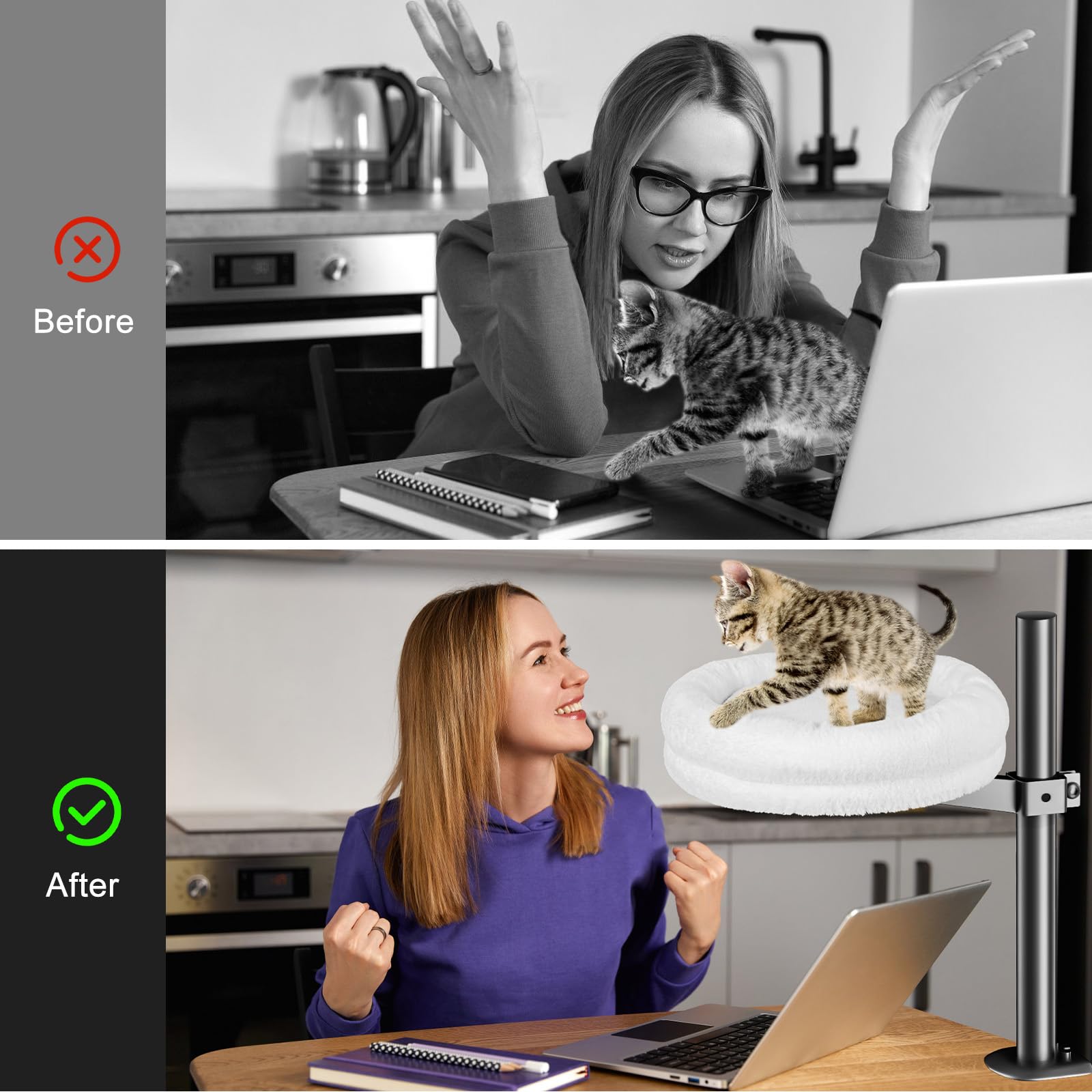 Cuipingoo cat desk bed elevated design keeps cat close yet unobtrusive
