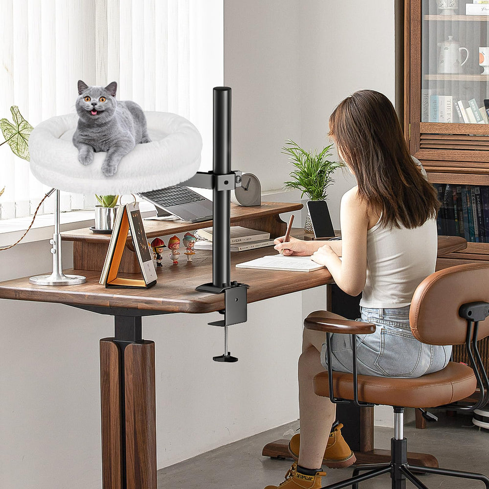 Cuipingoo cat desk bed in a busy workspace showing near-pet companionship