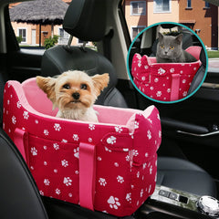 Cullaby center console dog seat pink, compact fit improves car space and keeps small dogs comfy.