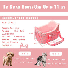 Cullaby Console Dog Car Seat fits small pets up to 11 lbs comfortably.