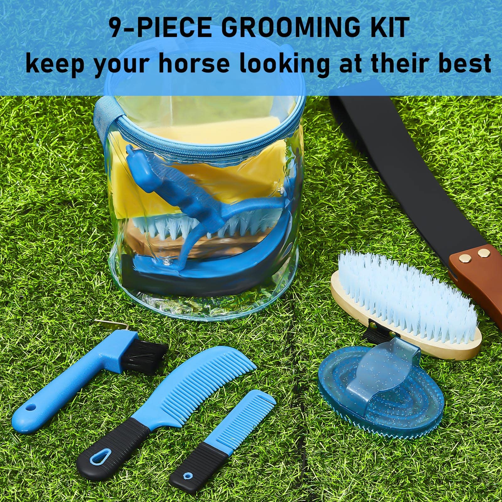 Cunhill horse grooming kit hoof pick with brush helps clean hooves without stressing the horse.