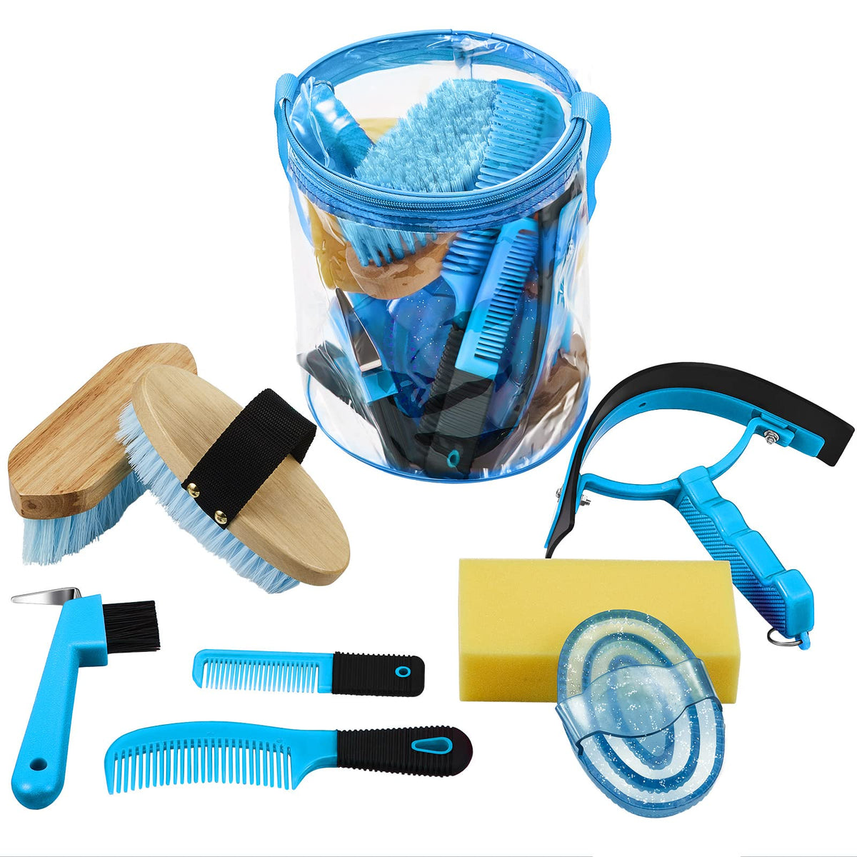 Cunhill horse grooming kit organizer tote keeps tools neatly organized for easy stable trips.