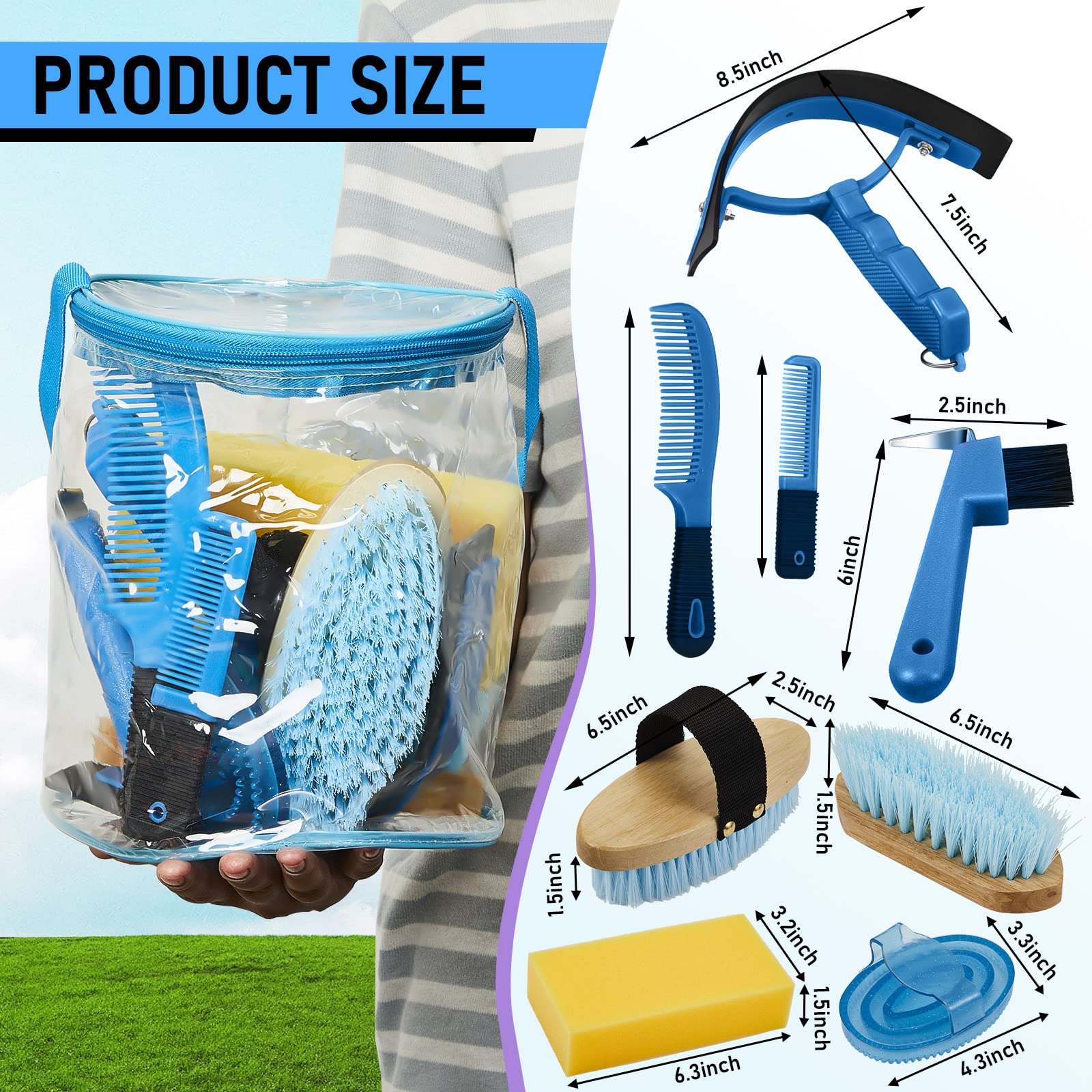 Cunhill horse grooming kit oval curry massage tool for gentle yet effective grooming to loosen dirt.