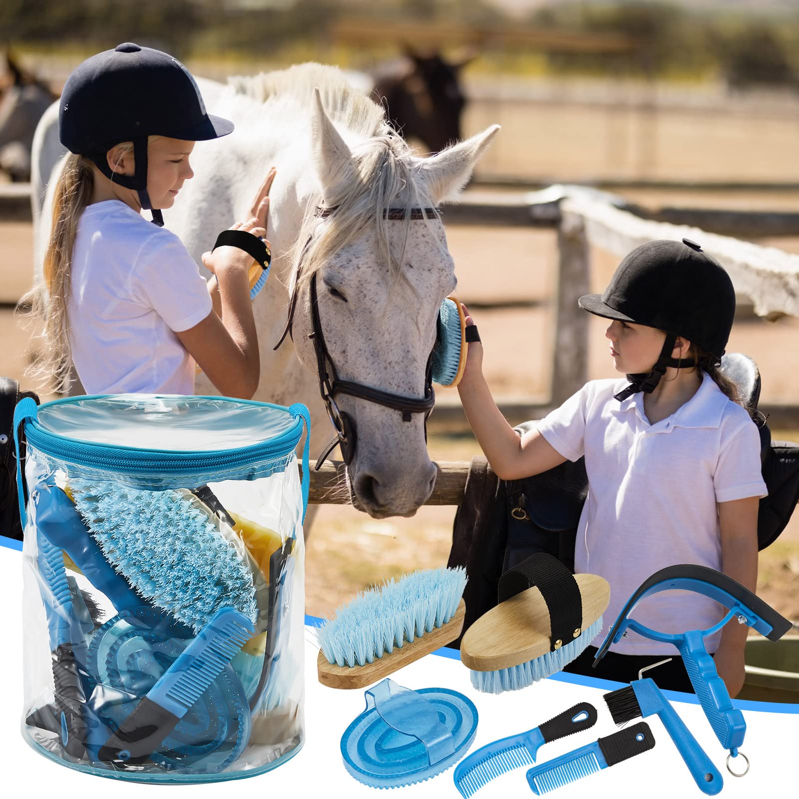 Cunhill horse grooming kit sweat scraper removes excess water for faster, cleaner drying after bath.