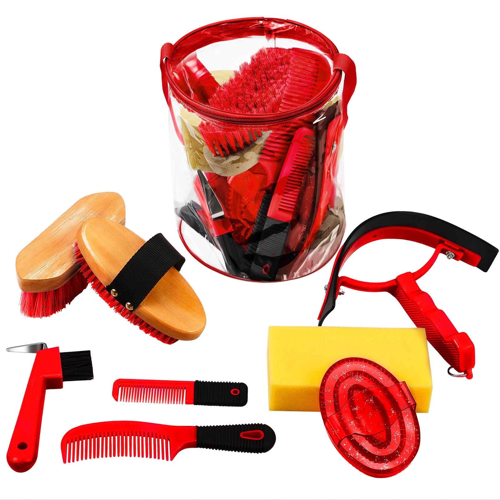 Cunhill horse grooming kit tote bag keeps brushes organized for rides.