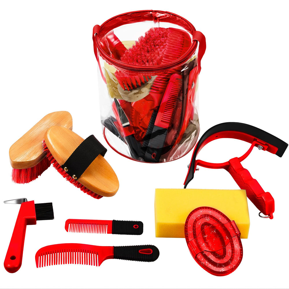 Cunhill horse grooming kit tote bag keeps brushes organized for rides.