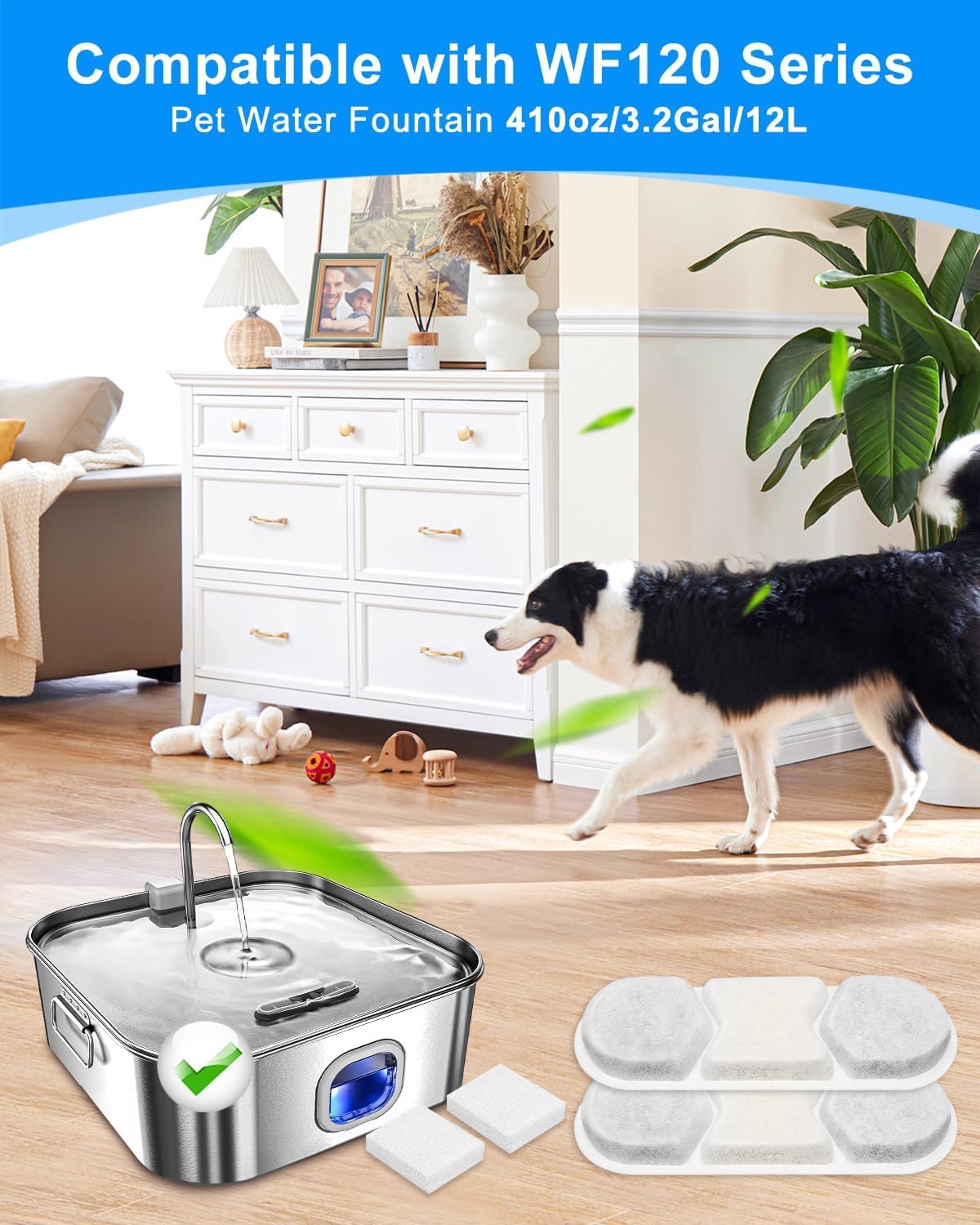 Cunina 8 pump sponges support filtration in automatic fountains.