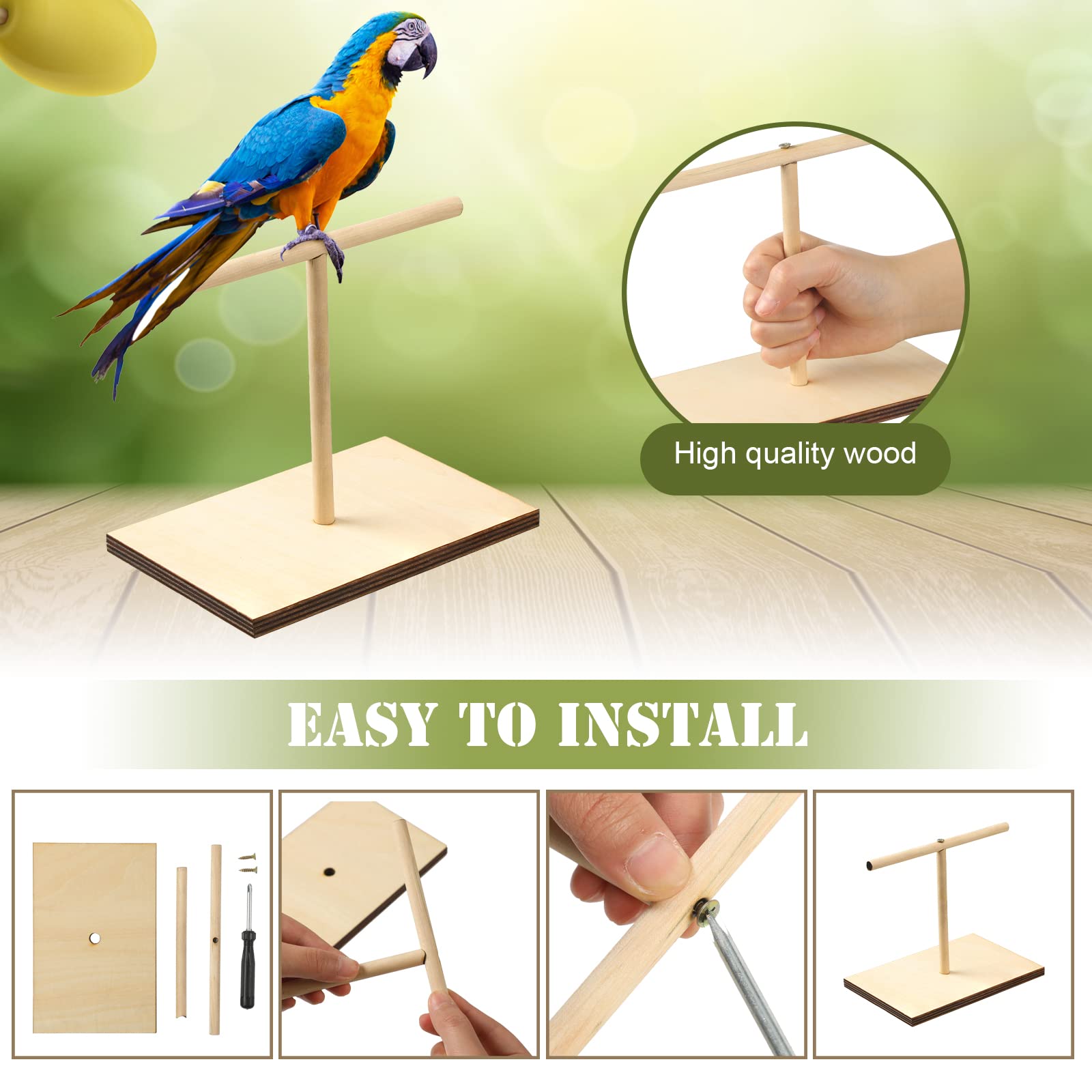 Cunno bird training stand kit screwdriver enables easy setup and adjustments.