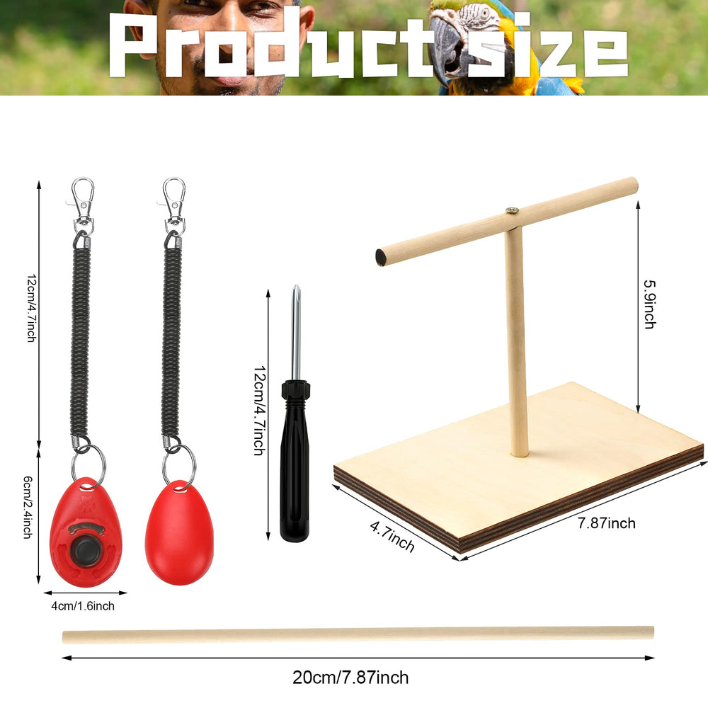 Cunno bird training stand kit in-use on table shows portable training solution.