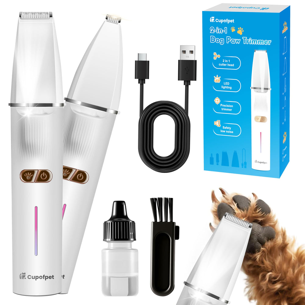 Cupofpet 2in1 Paw Trimmer dual blades enable precise paw trimming for small areas.