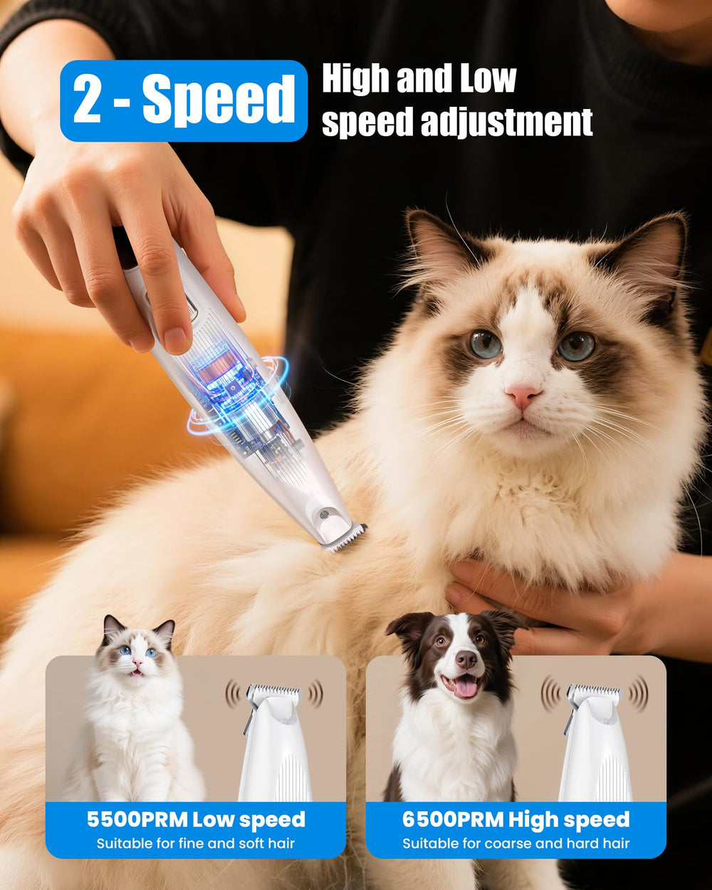 Cupofpet paw trimmer with LED display shows battery status.