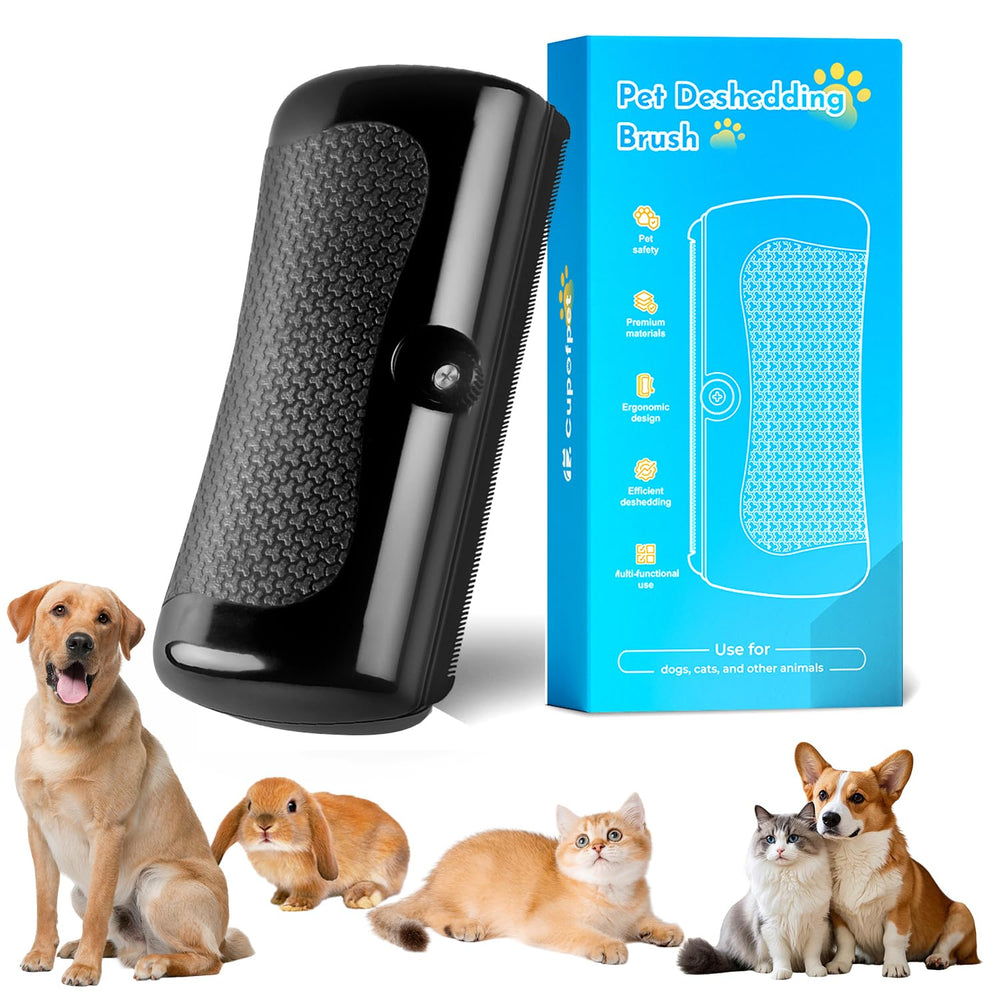 Cupofpet Grooming Pro Deshedding Brush ergonomic handle close-up for comfortable grooming sessions.