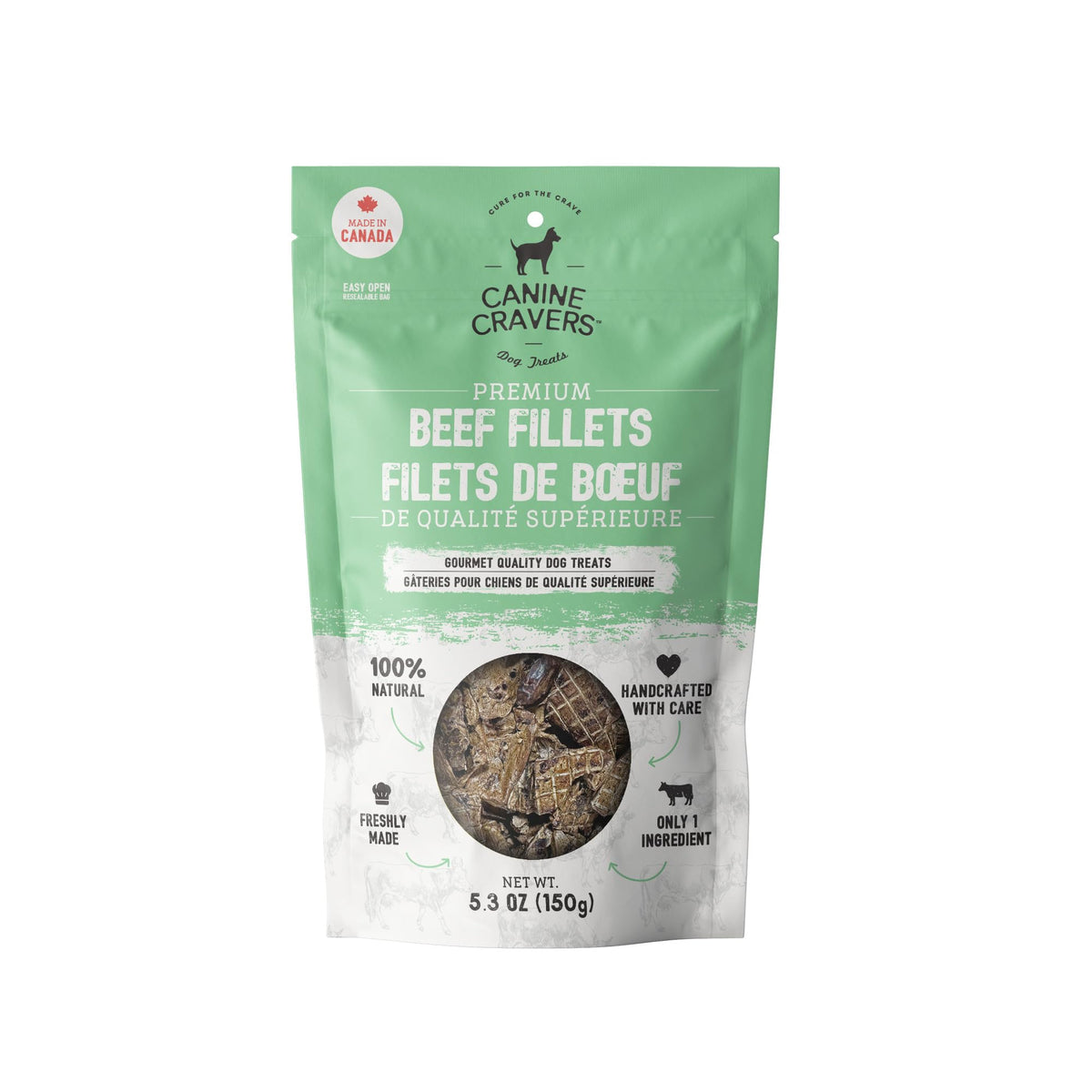 Canine Cravers filetes de res deshidratados, ideal para entrenamiento