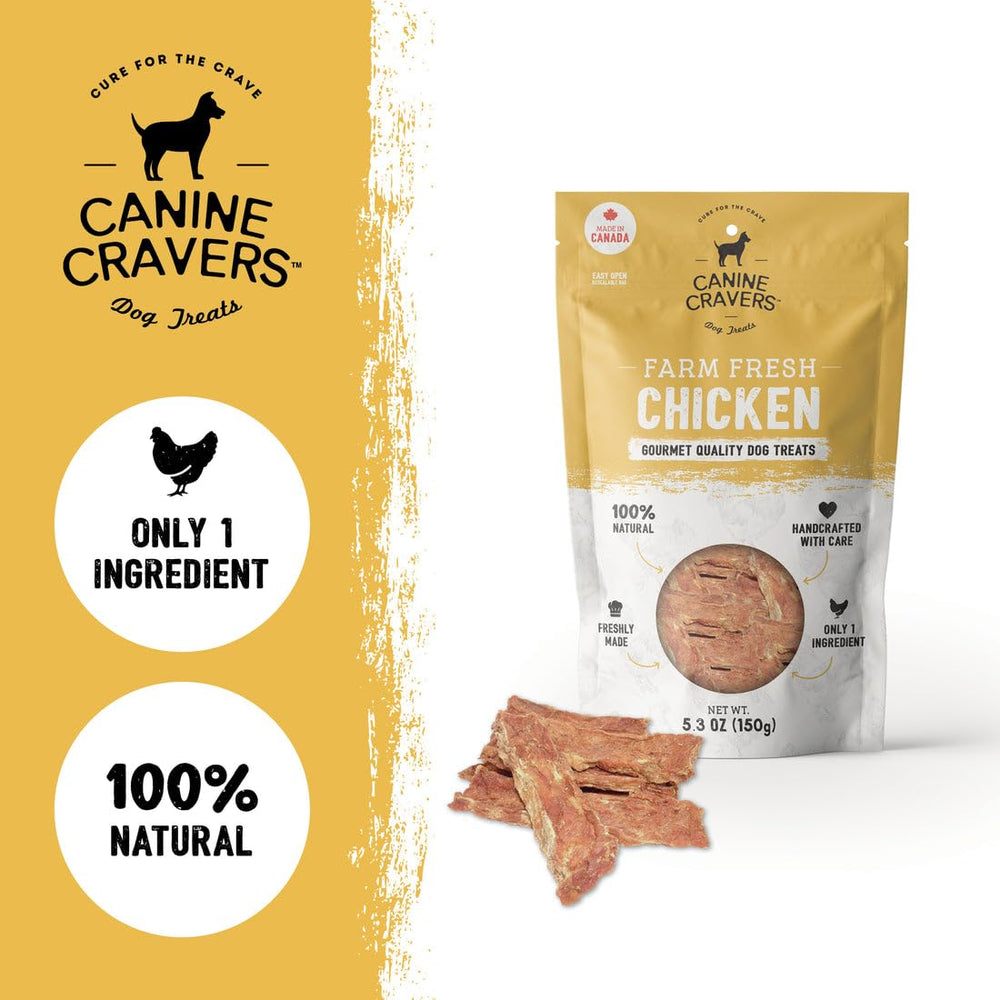 Canine Cravers natural dog treat close-up highlighting hypoallergenic, additive-free formula.