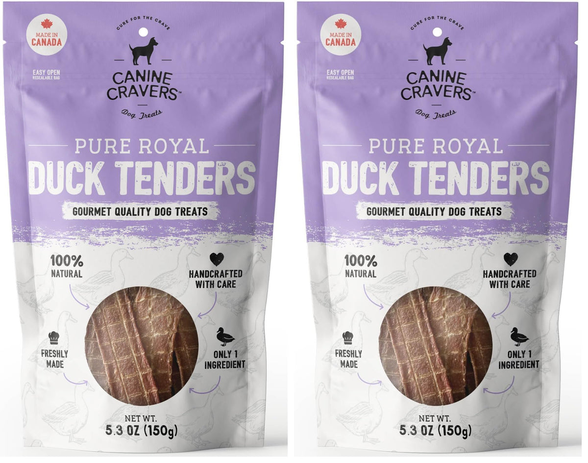 Cure for the Crave Canine Cravers pure royal duck tender strips in a two-pack for training rewards.