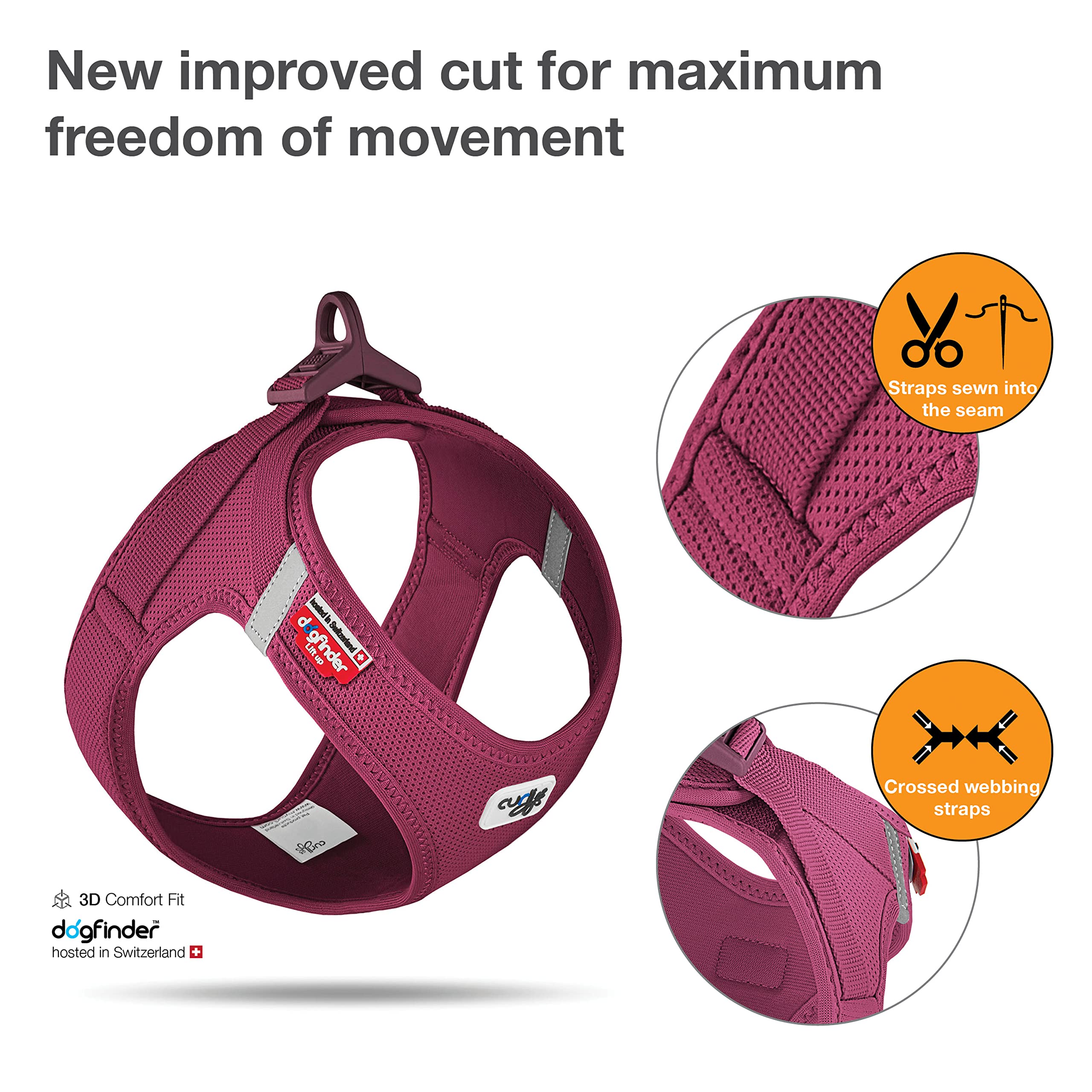 Curli Vest Harness Clasp Air-Mesh adjustment Velcro highlights precise fit
