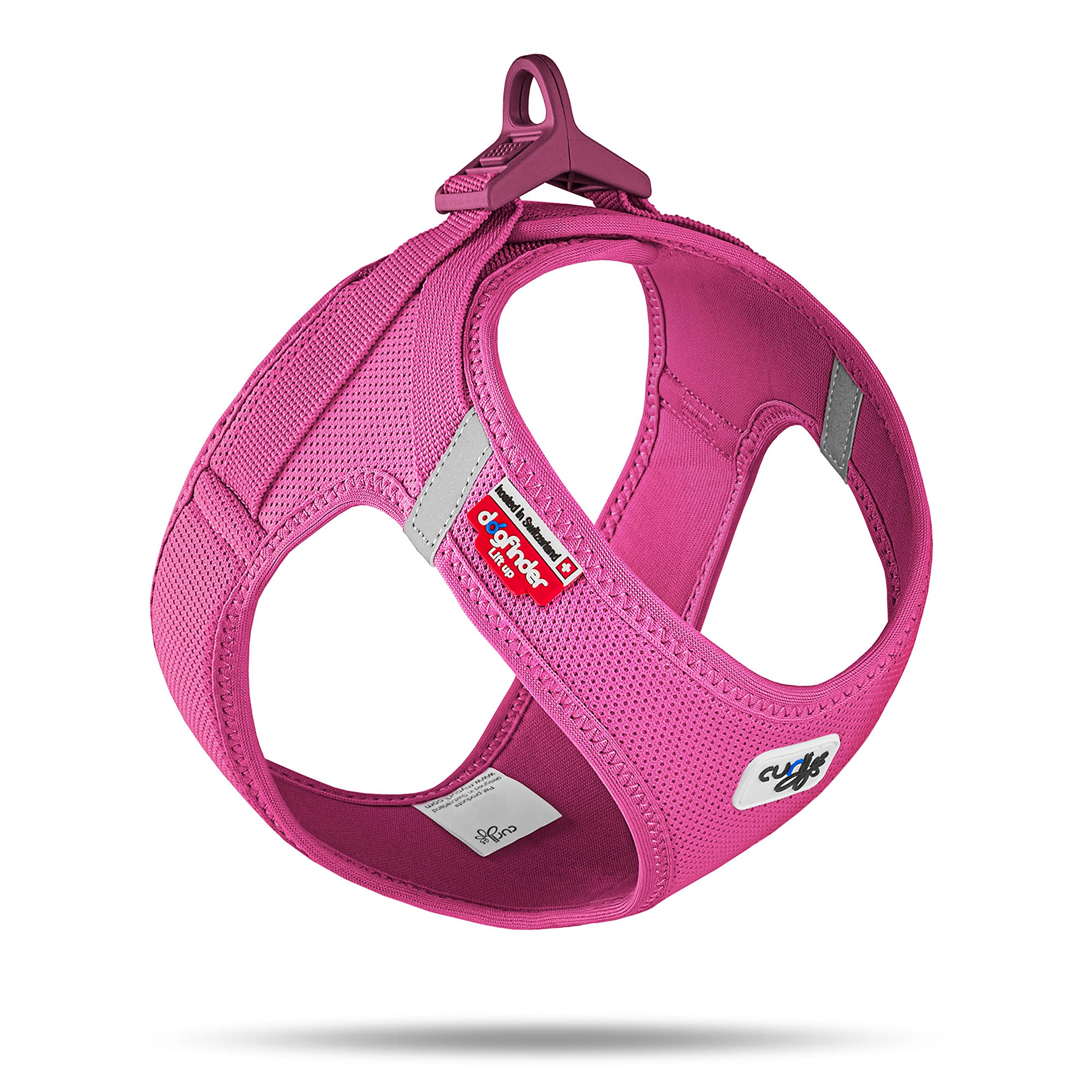 Curli Vest Harness Clasp Air-Mesh in fuchsia supports secure, comfortable adventures.