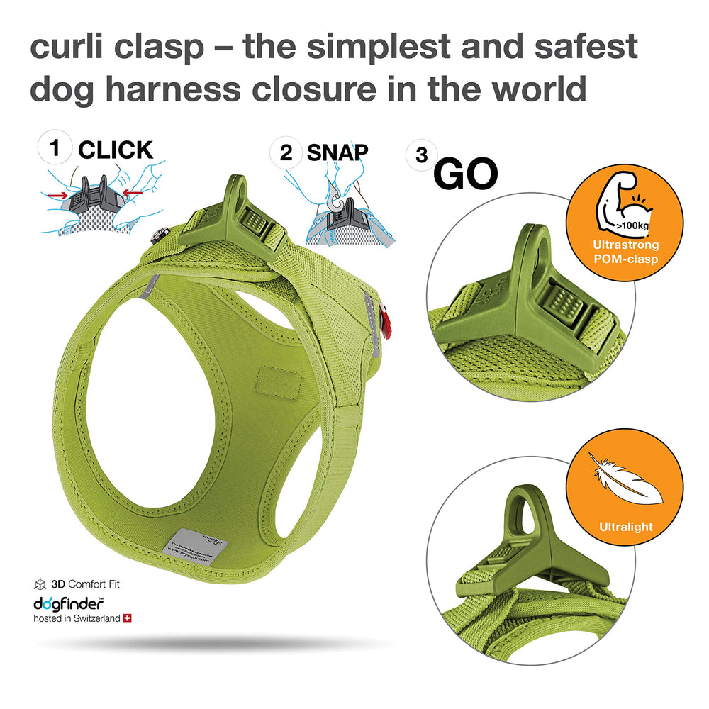 Curli buckle close-up on Air-Mesh Lime S shows high-strength, secure closure.