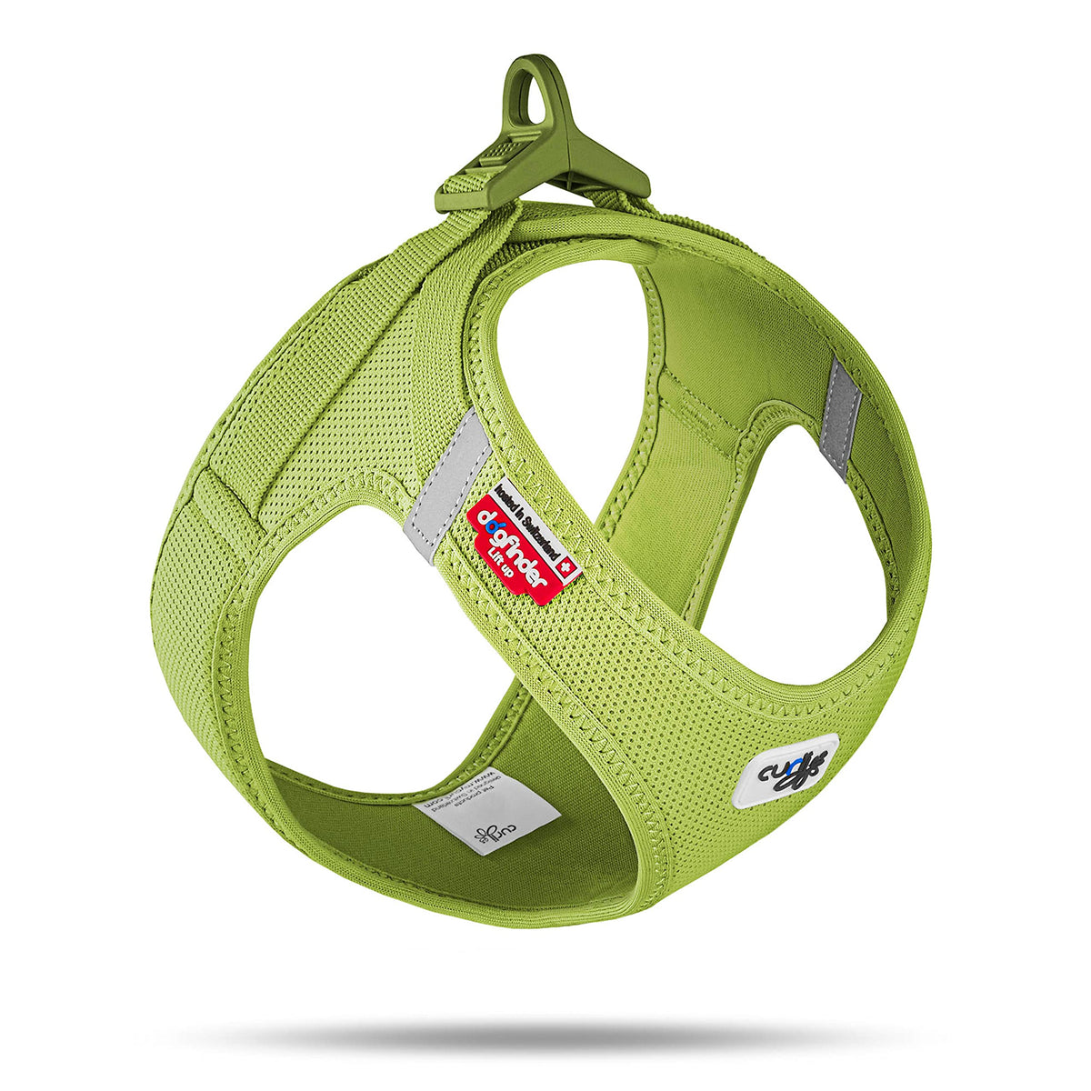 Curli Vest Harness Clasp Air-Mesh Lime S front view, lightweight ergonomic design for active dogs.
