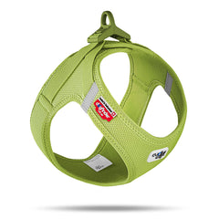 Curli Vest Harness Clasp Air-Mesh Lime S front view, lightweight ergonomic design for active dogs.