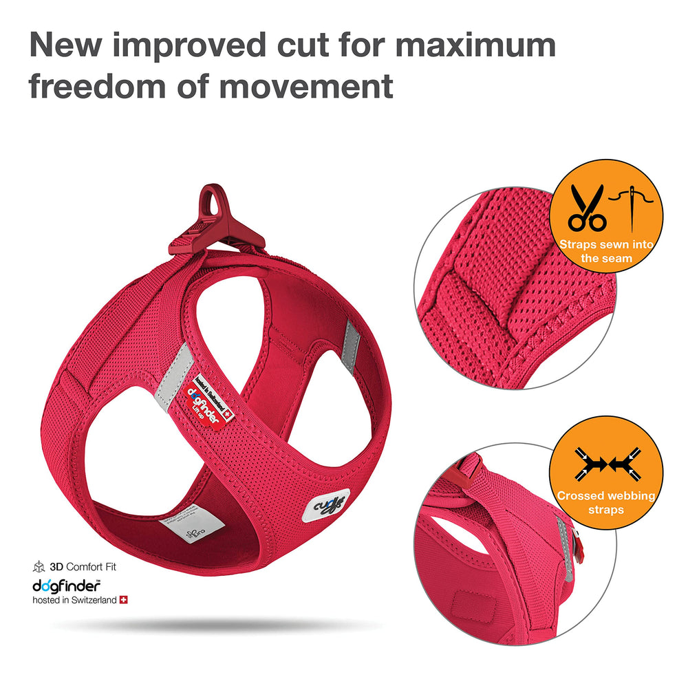 Curli Vest Harness Clasp Air-Mesh Red buckle close-up demonstrates secure one-handed attachment