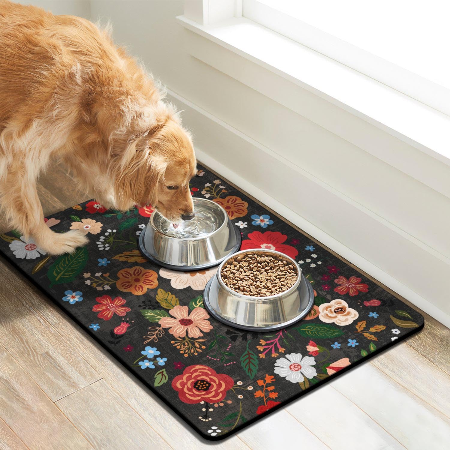 Cuslnox anti-skid rubber back mat keeps bowls in place