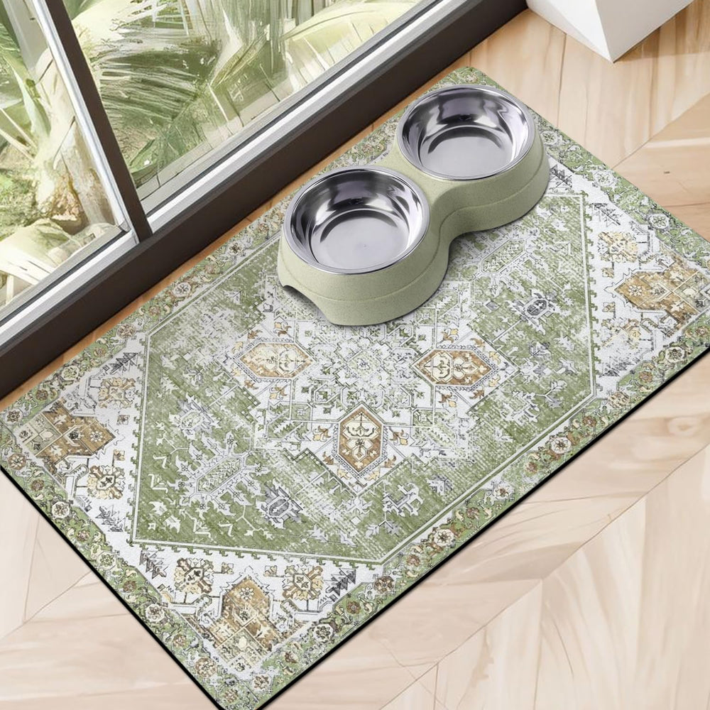 Cuslnox dog food mat absorbent captures spills for tidy feeding sessions