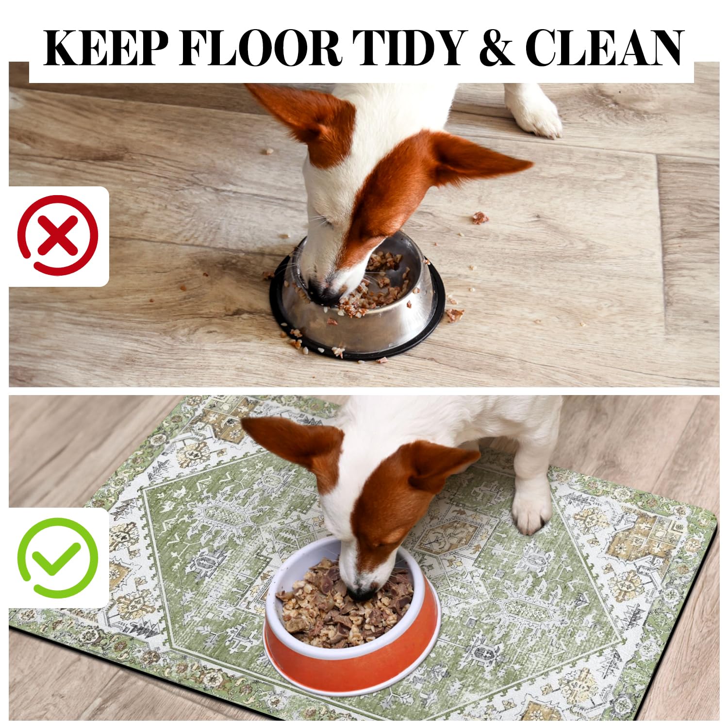 Cuslnox dog food mat anti-slip back keeps bowls steady during feeding