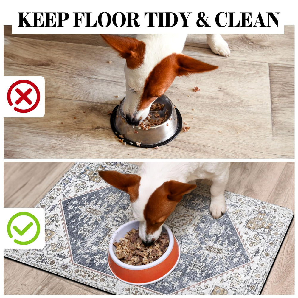 Cuslnox dog food mat floor protection prevents splashes and protects flooring during meals.