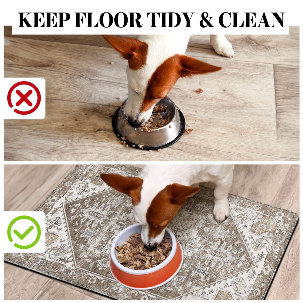 Cuslnox dog mat acting as floor protector, preventing splashes and floor damage.
