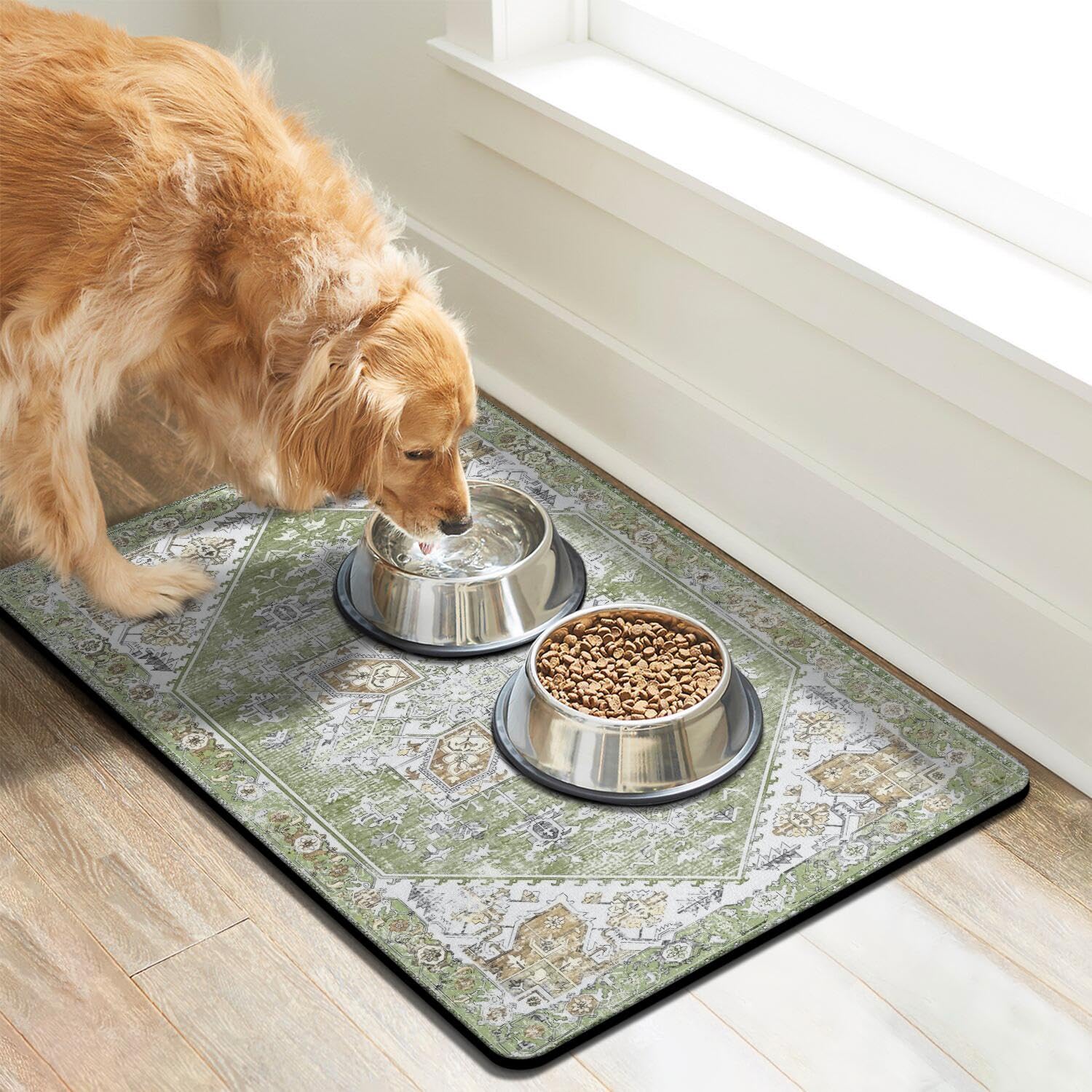 Cuslnox dog food mat quick-dry design minimizes damp paws after meals
