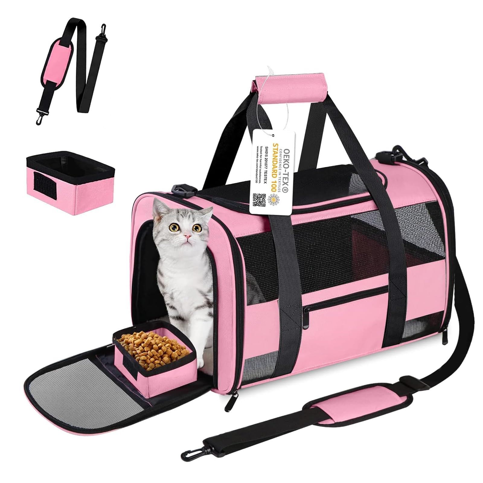 CUSSIOU 20-inch cat carrier front view with mesh ventilation for comfortable travel